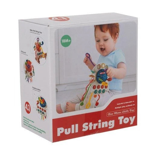 Baby Pull String Sensory Toy – 4-in-1 Montessori Activity Toy for Toddlers 👶🌈
