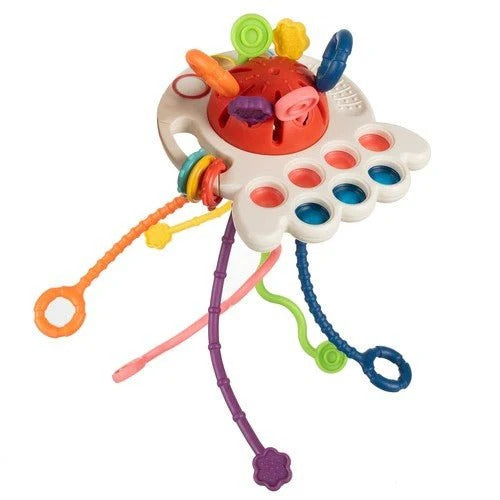 Baby Pull String Sensory Toy – 4-in-1 Montessori Activity Toy for Toddlers 👶🌈