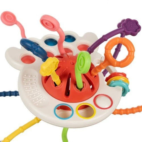 Baby Pull String Sensory Toy – 4-in-1 Montessori Activity Toy for Toddlers 👶🌈