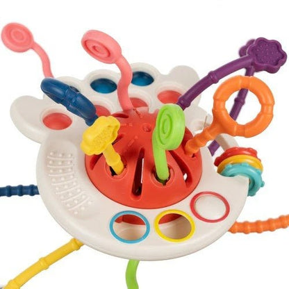 Baby Pull String Sensory Toy – 4-in-1 Montessori Activity Toy for Toddlers 👶🌈